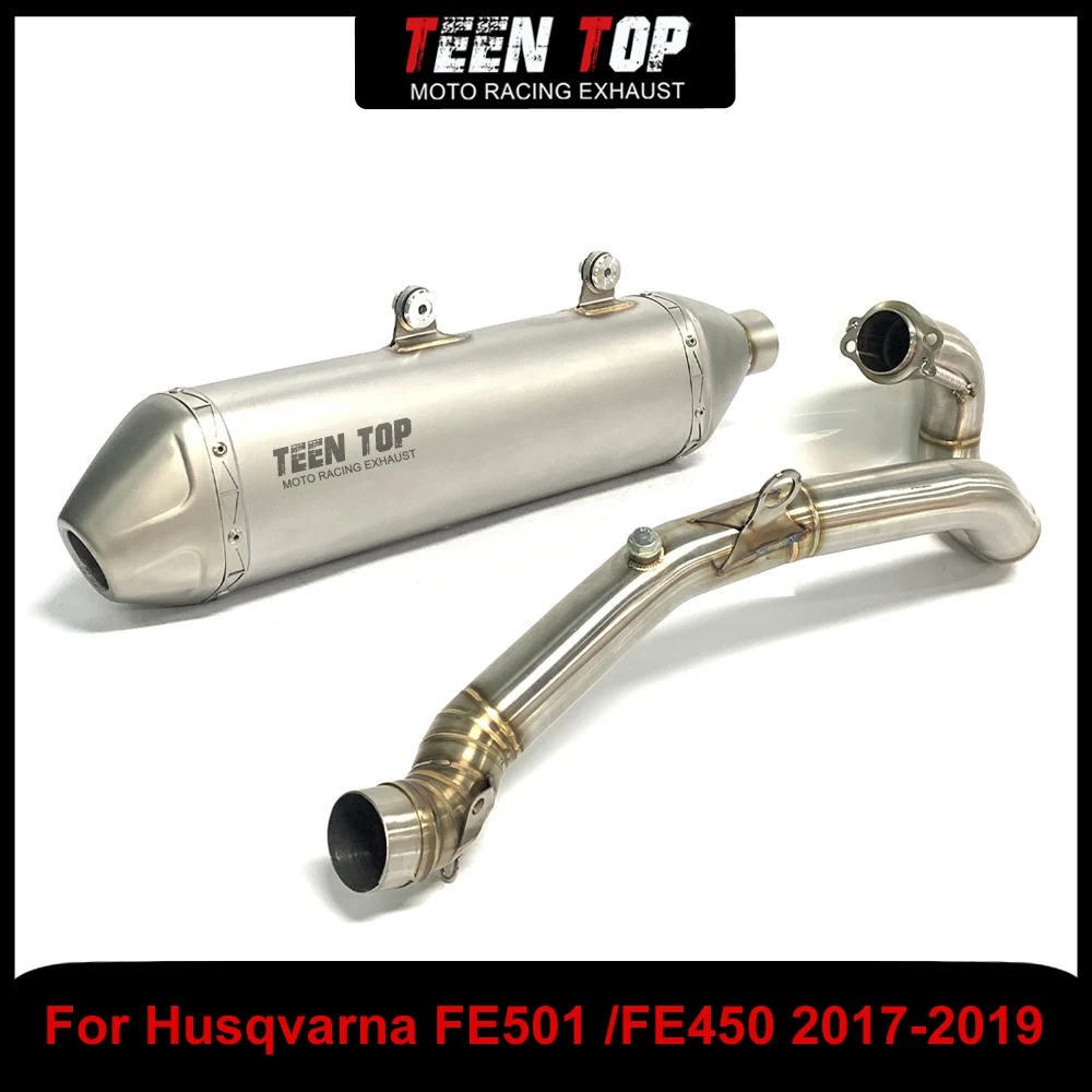 For Husqvarna FE501 FE450 Full Exhaust Systems Stainless Steel 51mm Exhaust Muffler For KTM EXC-F 450 500 2017-2019 Offroad Bike