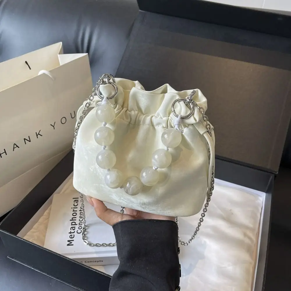 

Элегантная сумка на шнурке из бисера, сумка Hanfu, китайская сумка-ведро из искусственной кожи, сумка через плечо с цепочкой в древнем стиле, женская/девушка