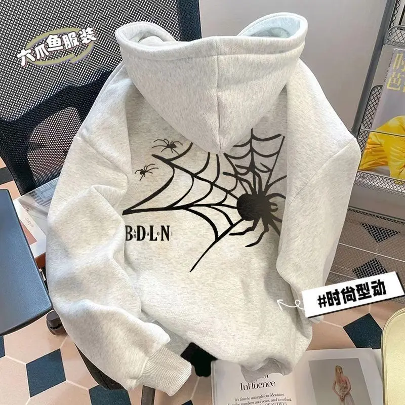 

Женская толстовка с капюшоном American Street, свободная плюшевая куртка в американском уличном стиле, Осень-зима