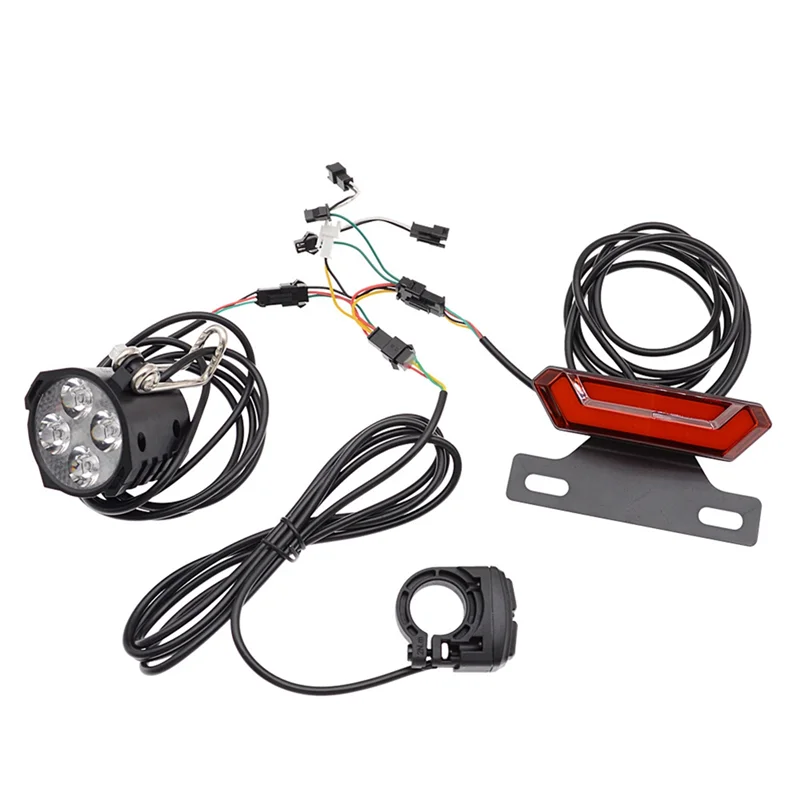 

XSXS-Bicycle Headlight And Tail Light Set With Turn Signal Function 24-48V Electric Bike Front And Back Light Horn And Switch