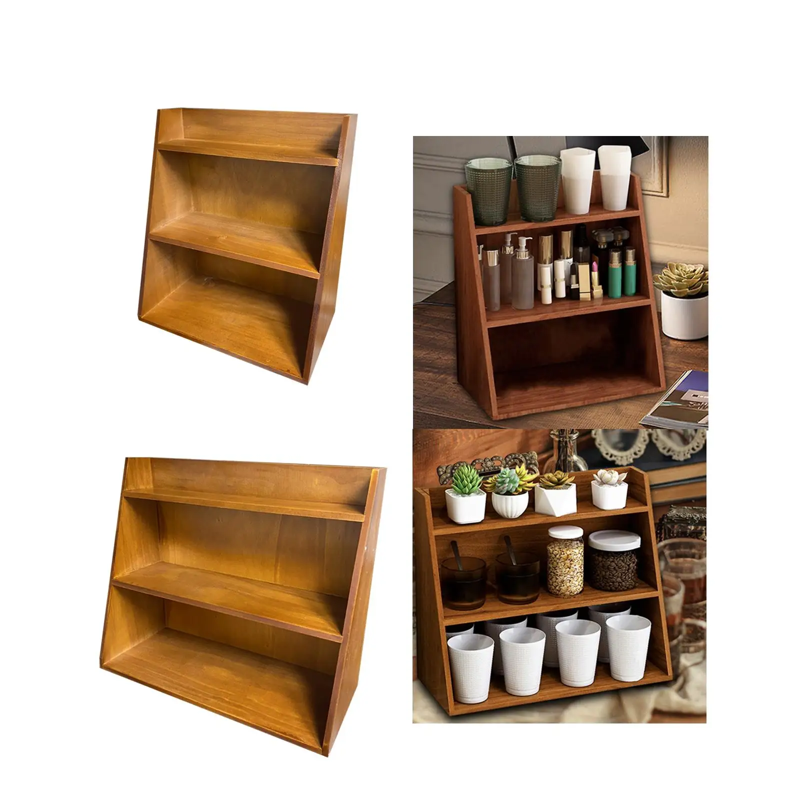 3 Tier Display Shelf for Craft Organization - Wooden Storage Stand