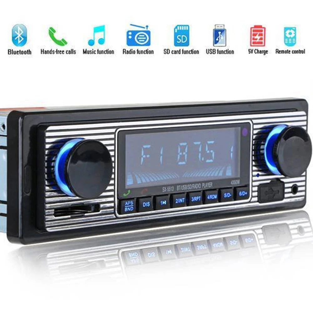 Auto Car Radio Bluetooth Car Stereo Audio Vintage Wireless MP3 Multimedia Player Handfree AUX USB/SD FM Classic Stereo Audio