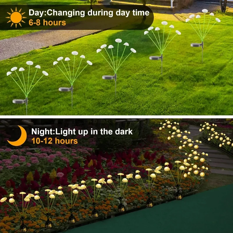 التخييم ضوء مقاوم للماء اليراع ضوء في الهواء الطلق أضواء الحديقة الشمسية الفطر قنديل البحر أضواء الشمسية حديقة ديكور