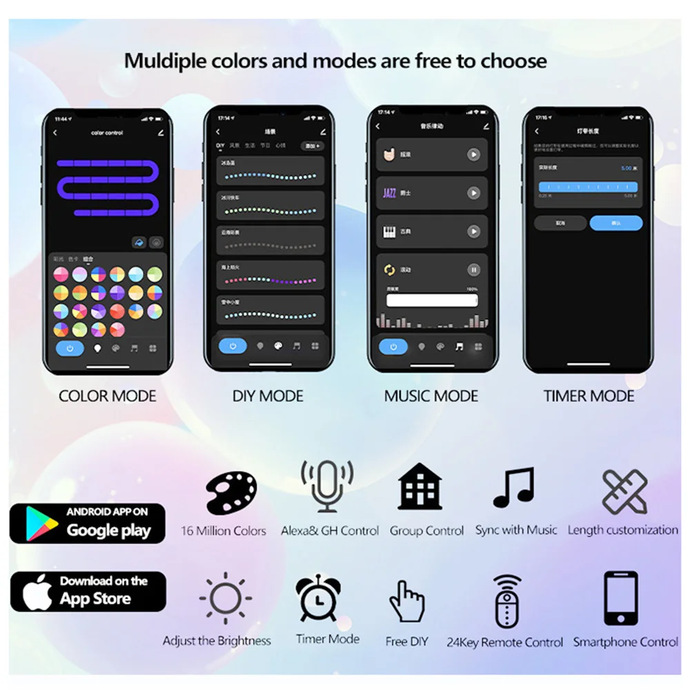 Tuya 스마트 와이파이 컬러 네온 LED 조명 스트립, 블루투스 음악 빛 유연한 실리콘 실행 물 램프 DIY 모양 방 장식