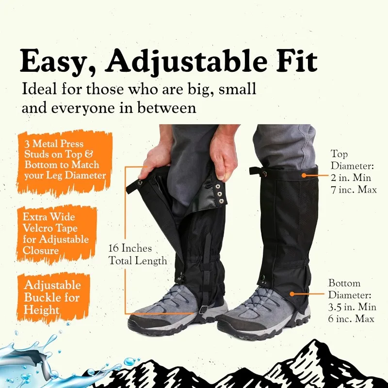 Lightweight Waterproof Adjustable Leg Gaiters for Outdoor Hunting Fishing Unisex Lower Leg Protective Covers