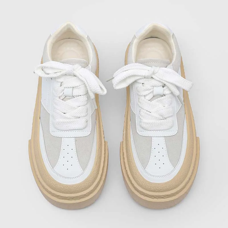 

Новые весенние белые кроссовки на толстой подошве, дышащие, в университетском стиле, для повседневной носки, высококачественные, для города