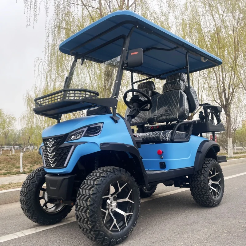 2026 New Model Style 4 Seater Club Cart Electric Golf Buggy Hunting Golf Cart 14-Inch Tires Seat With Headrest Front Basket