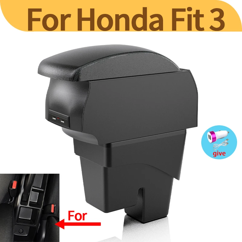 

For Honda Fit Armrest For Honda Jazz /Fit Car Armrest box 2015 2016 2017 2018 2019 2020 Retrofit parts Interior Storage box 7USB