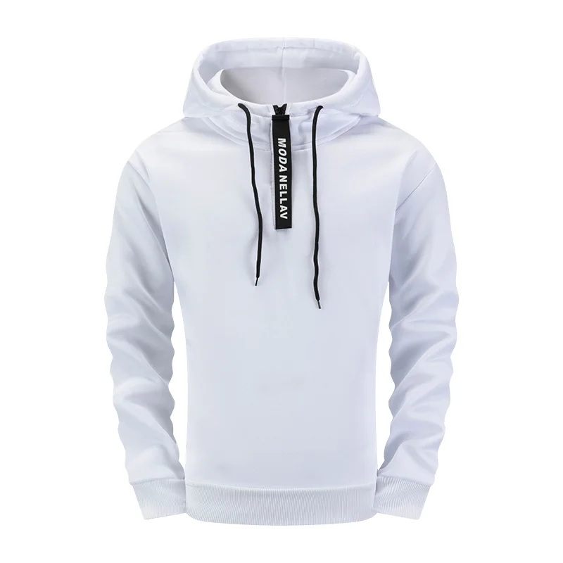 Herren-Kapuzenpullover mit halbem Reißverschluss, einfarbig, Sweatshirt mit V-Ausschnitt, Trainingsanzug, hochwertige Sport-Jogging-Mann-Kleidung, lässige Herbst-Winter-Tops – Detail 3