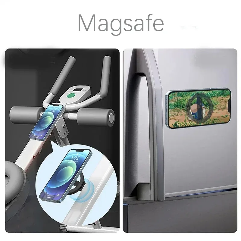 Double-Sided Magnetic Phone Stand Adjust Height 360 Degrees Rotating Desktop Phone Stand Gym Iron Surface Mangetic Stand image 4