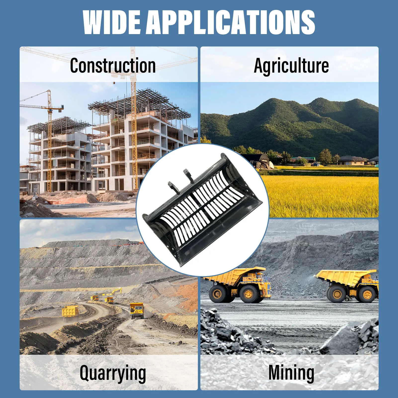 مرفق دلو الفحص، دلو غربال التربة مقاس 24 بوصة، ملحقات حفارة دلو الألغاز، فحص الدلو #5