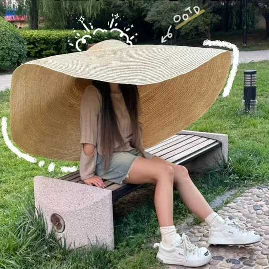 

Super-large brim sun-proof sun-shading straw hat children's summer outdoor anti-ultraviolet wind-proof beach spring and aut