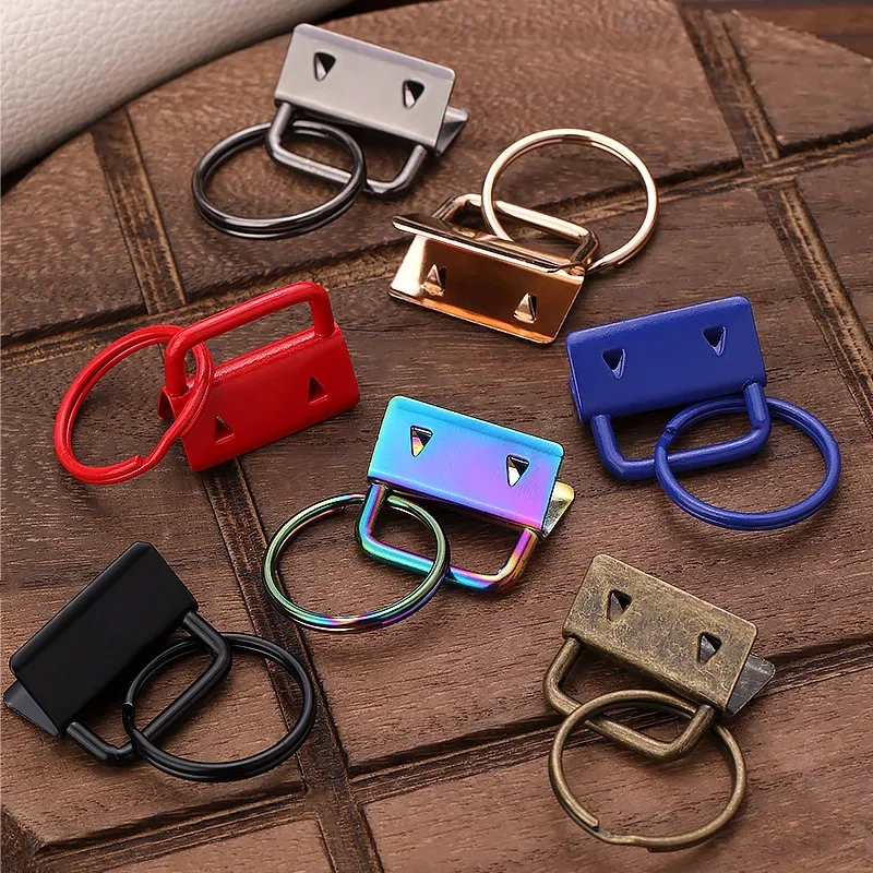 5/10Pcs/Set 25mm Webbing Tail Clip Key Fob Hardware with Rings for Bag Wristlets with Fabric Ribbon Webbing Embossed