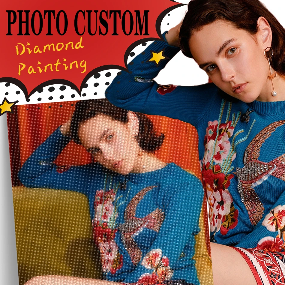 RUOPOTY Photo Custom Personalized 5d Diamond Painting Customized Family Photo Couple Photo Diy Diamond Rhinestone Embroidery Set