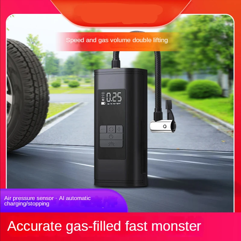 Vehicle mounted inflation pump AI digital display wireless automobile tire inflation pump portable products electric air pump