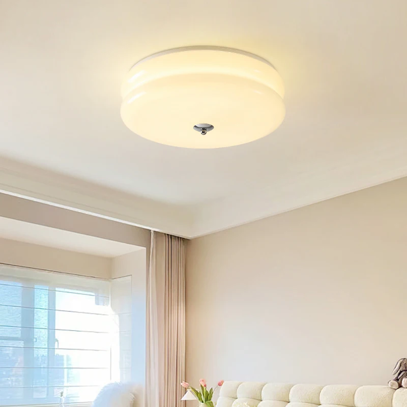 

Simple Glass Full Spectrum Cream Style Eye Protection Ceiling Lights French Balcony Bedroom Study Aisle Light Pudding Lamp