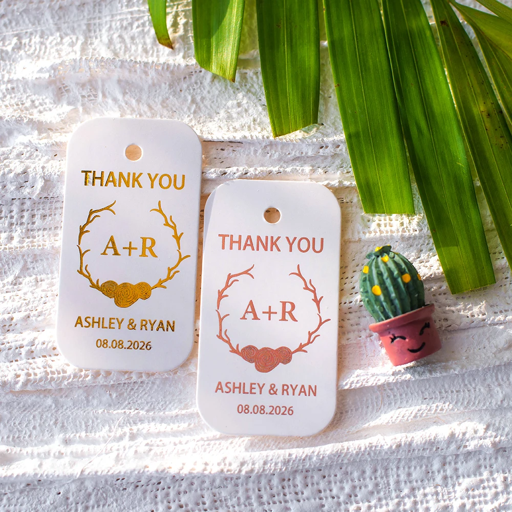 

YJJ20-35x65mm Christmas Gift Tags Items Personalized Card Gold Logo Rectangle tags Garment Accessories Wedding Invitations