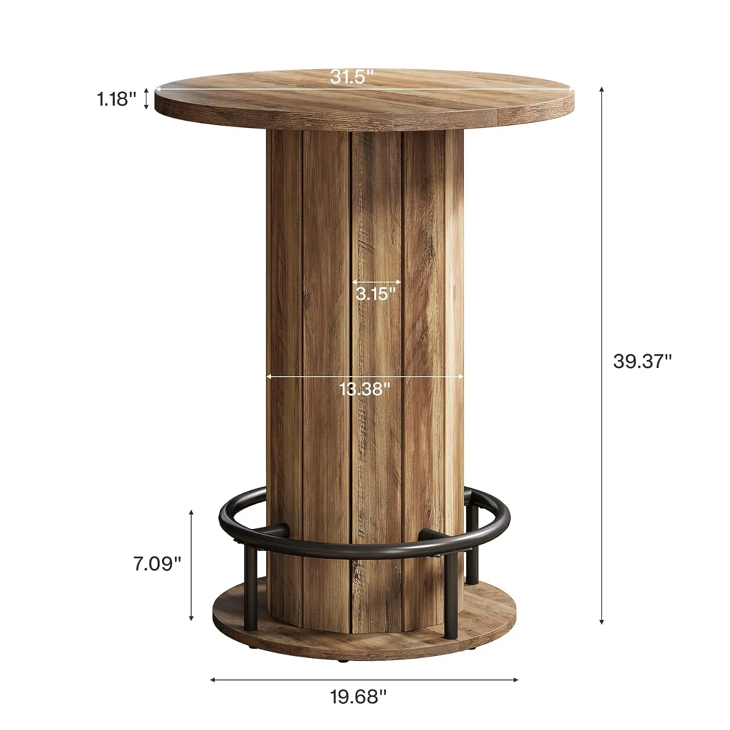 Round Wood Bar Table 39.4