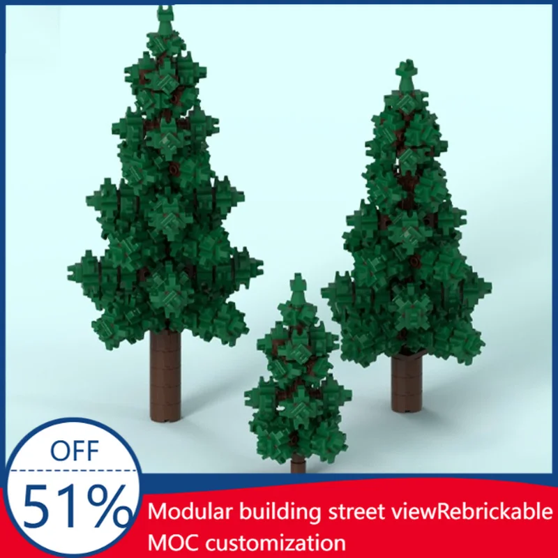 

890 Parts MOC Pine Tree Model Set Model Building Blocks Children Educational Assembly Toys Boys Birthday Creative Display Gifts