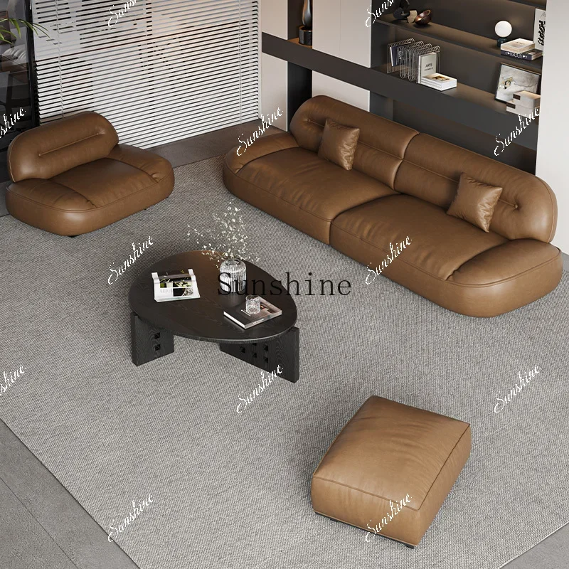 Light luxury high-end leather sofa reception lounge area office