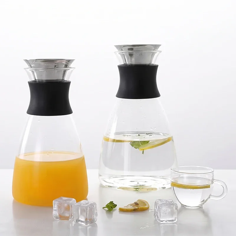 Premium Borosilicate Glass Beverage Pitcher Cold Kettle Double Wall Glass Mugs Fruit Infusion Water Carafe Tea Pot for Home