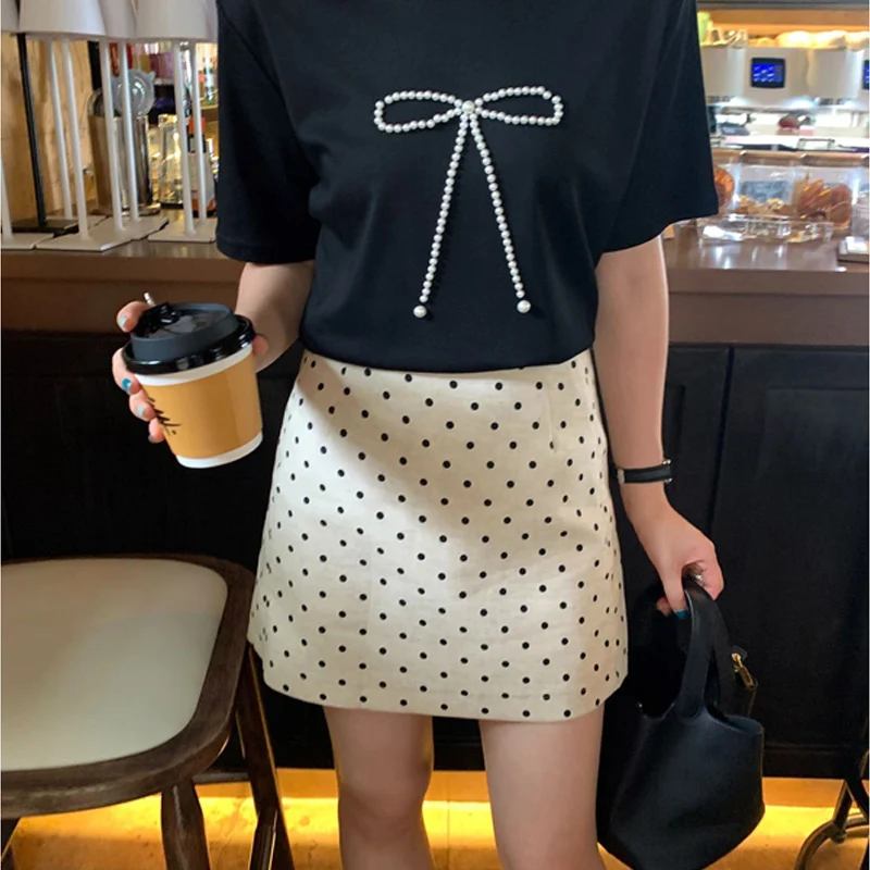 

CASUMANL Brand Wave Point A-line Skirt Women 2024 Summer Korean Casual Hip Wrap Skirt Mujer Contrasting Colors Vintage Clothing