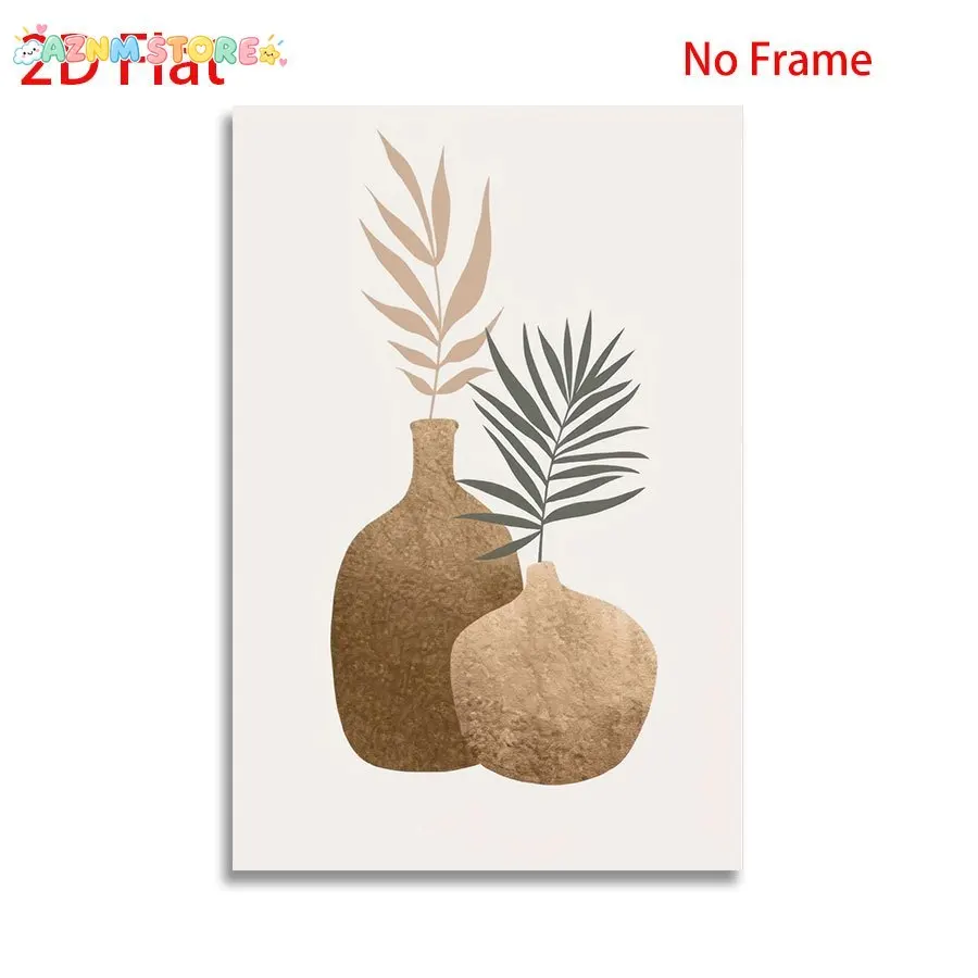 2027,2D Flat, 2D Flat, Unframed Canvas Poster, Boho Neutral Botanical Vase Canvas Wall Art, Halloween Christmas Gifts, Wall A