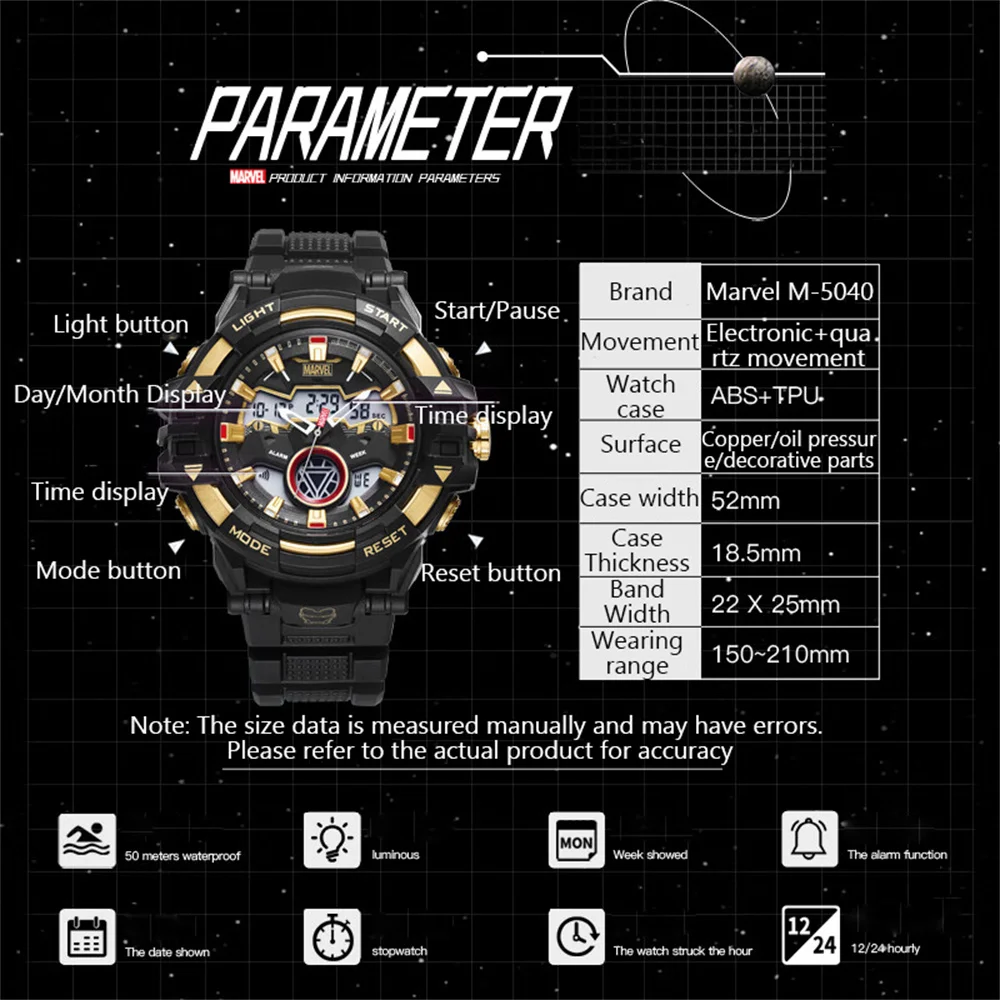 Marvel Multifunctional Chrono Digital Watches Mens Alarm Clock Sport Wristwatch Waterproof Electronic Clock Reloj Hombre