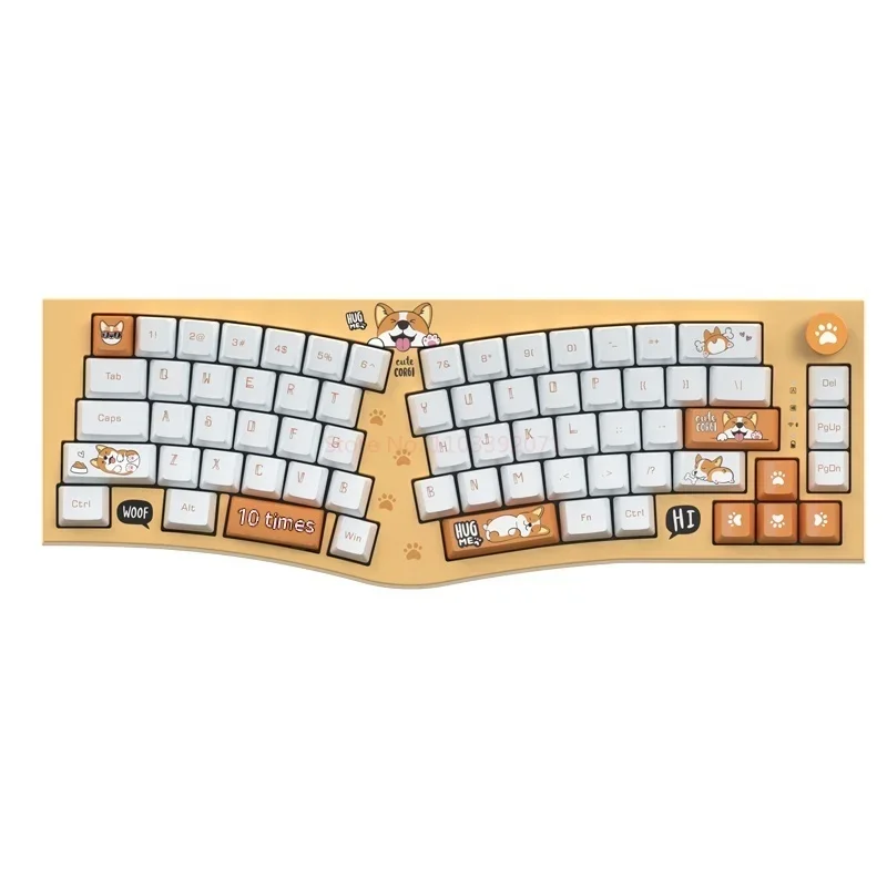 Imagem -05 - Teclado Natural Mecânico Personalizado Feker Alice80 Tema Corgi Ergonômico Hot Plug Nonmoves Tri-mode Rgb 68 Chaves Novo