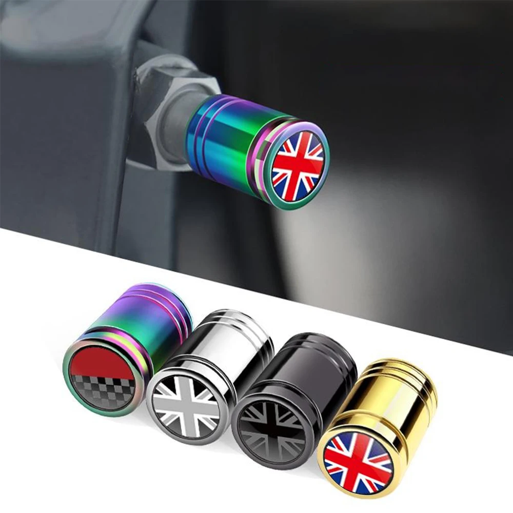 Car Tire Valve Caps Aluminum Alloy Wheel Tyre Air Valve Stem Cover for Mini Cooper S D JCW Union Jack Style Auto Accessories