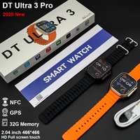 2025 New DT Ultra 3 Google map NFC Smartwatch 32G Memory Music Video NFC Bluetooth Call Waterproof Smartwatch For Android iOS