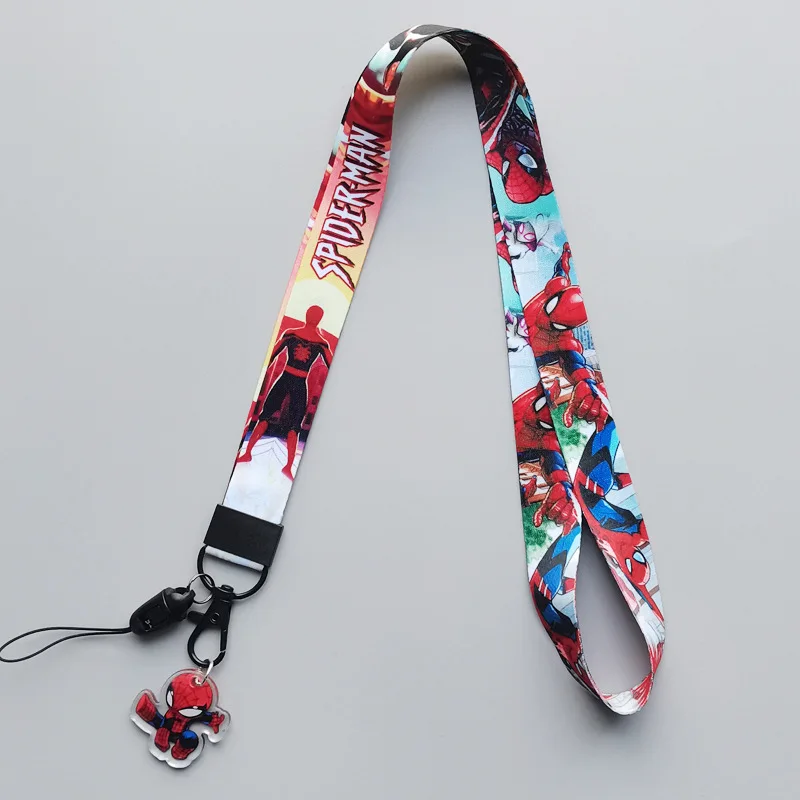 New Marvel animation cartoon lanyard cell phone neck polyester heat transfer webbing Spider-Man Team USA Batman cell phone rope