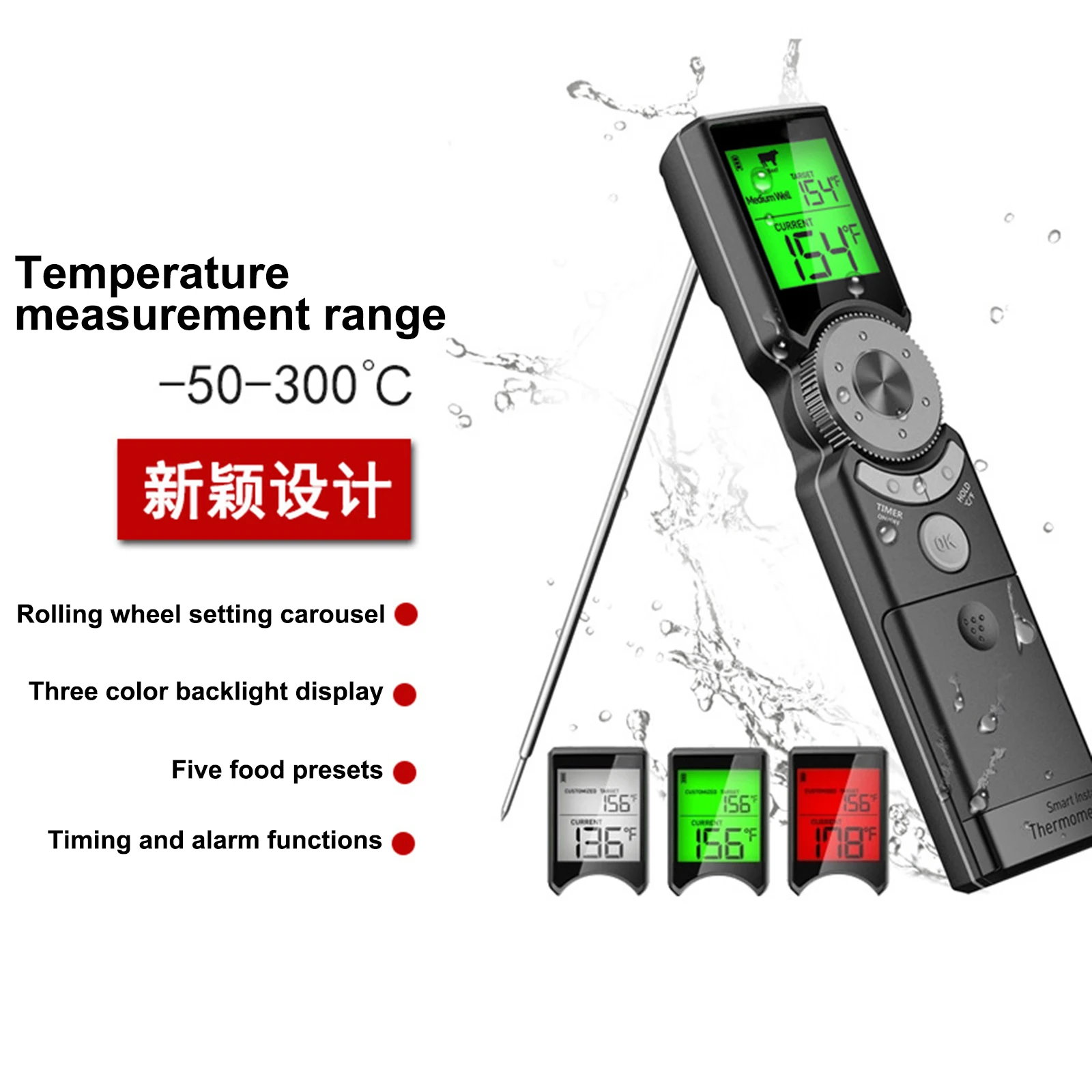 Electronic Folding Food Thermometer Instant Reading Meat Thermometer Suitable For Kitchen Outdoor Grilling Barbecue Delicious