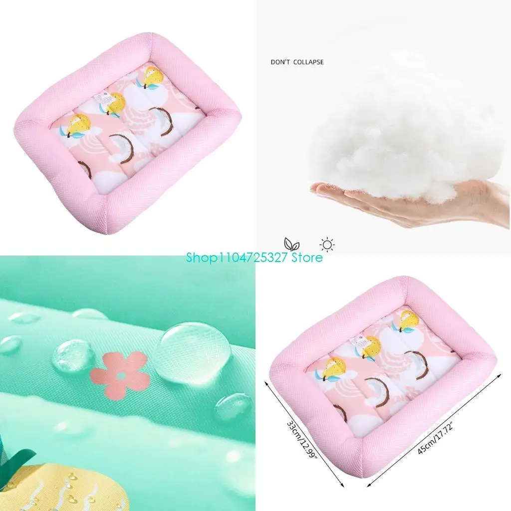 

D8KF Ice Silk Pet Самоохлаждающийся коврик для кошек Кровать для собак Наполнитель для туалета без электричества Спальный коврик