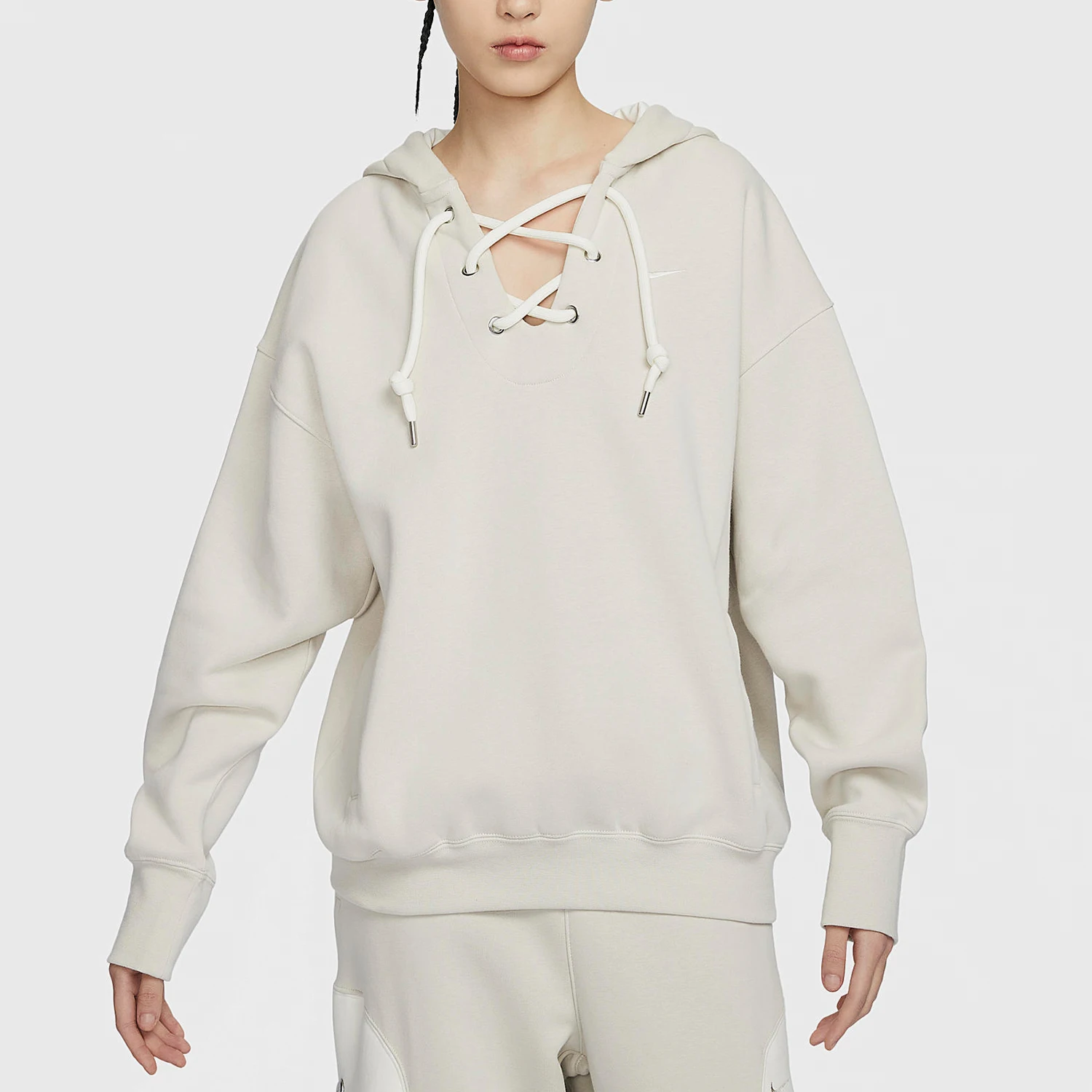 

Nike genuine Spring Women's Lace-Up Fleece Hoodie FN1917-072