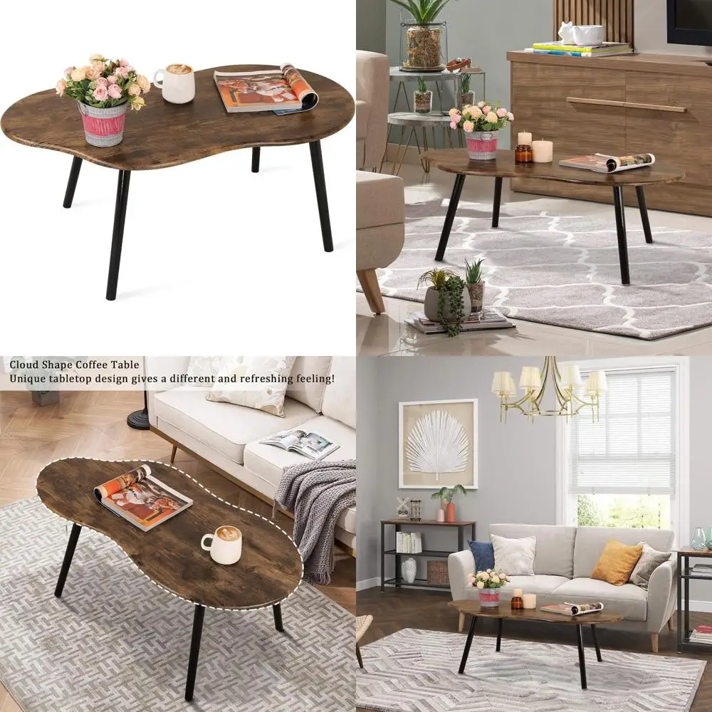 

Mid-Century Cloud-Inspired Wood Coffee Table for Small Spaces: Industrial Style Living Room & Office Decor
