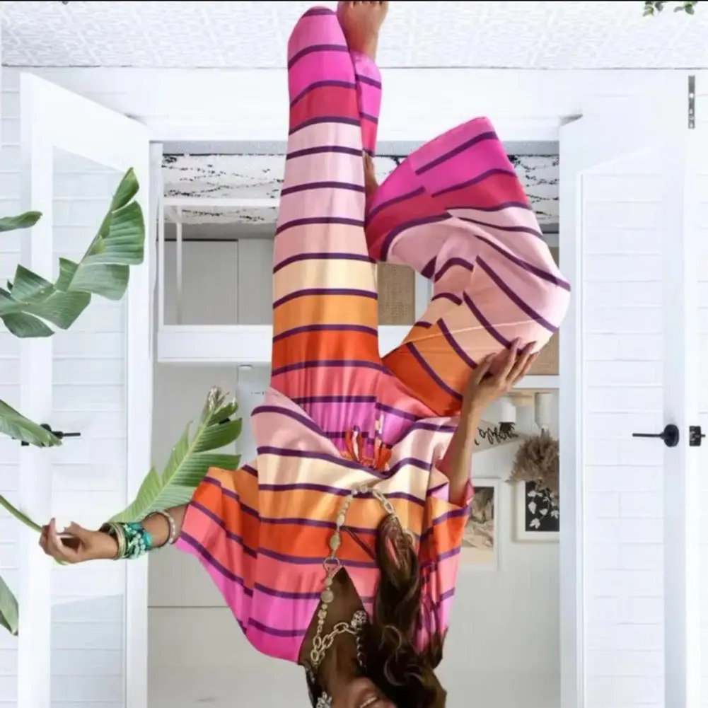 

Women Two Piece Set Polyester Spandex Loose Fit Suit for Women Women's 2 Piece Outfit Set Batwing Sleeve V Neck Top Drawstring