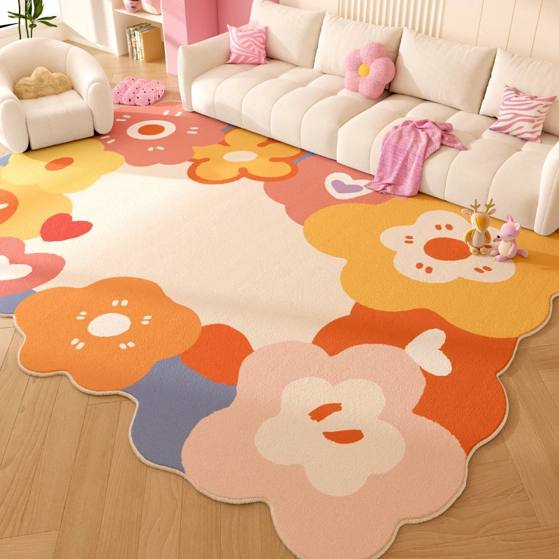 

Color Dopamine Bedroom Decor Carpet Cartoon Flowers Carpets for Living Room Fluffy Soft Irregular Rug Home Thick Plush Floor Mat