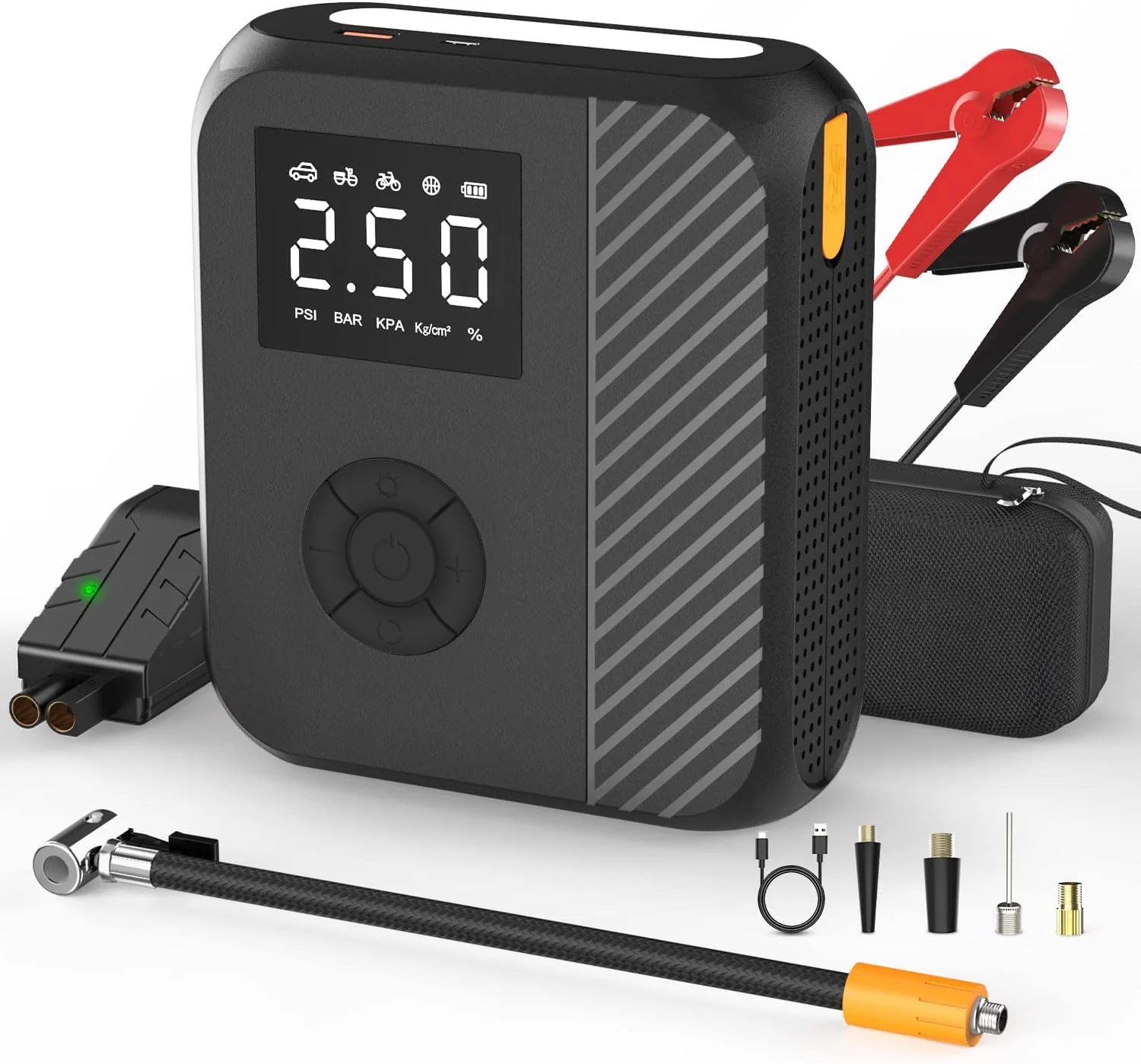 1800A الرقمية الانتقال كاتب 150PSI منفاخ لإطارات السيارة 14800mAh 12V المحمولة بطارية ليثيوم السيارات USB QC3.0 8.0L 6.0L