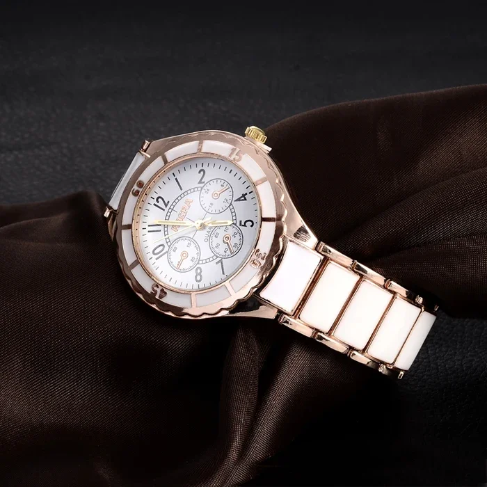 ROSRA Luxury Brand Watches Fashion Rose Gold Watch Women Full Steel Quartz Watch Ladies Watch Lady Hour Montre Femme Reloj Mujer