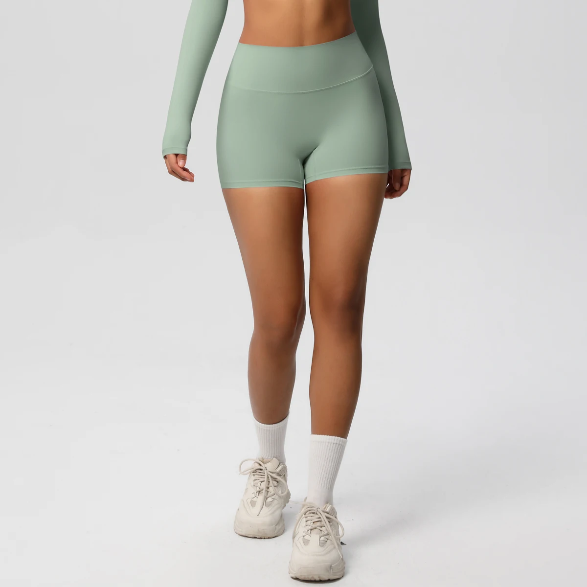 Damen-Sportshorts, Yoga-Shorts, nacktes Gefühl, hohe Taille, Yoga-Shorts, Push-Up, Fitness-Leggings, Bauchkontrolle, Yoga, schmale Shorts – Detail 18
