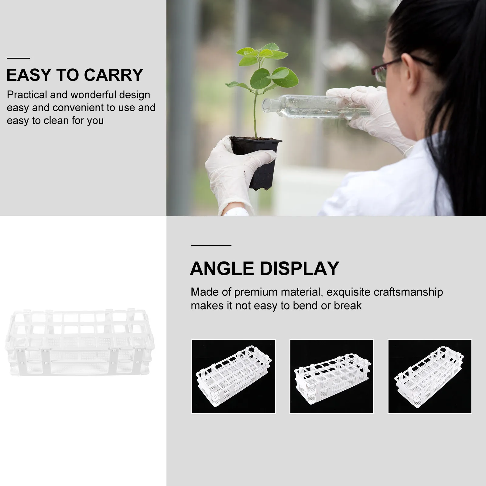 Test Tube Rack Plastic Multifunctional Holder Laboratory School Experiment Storage Detachable Stand Flower Tube Accessory view 5