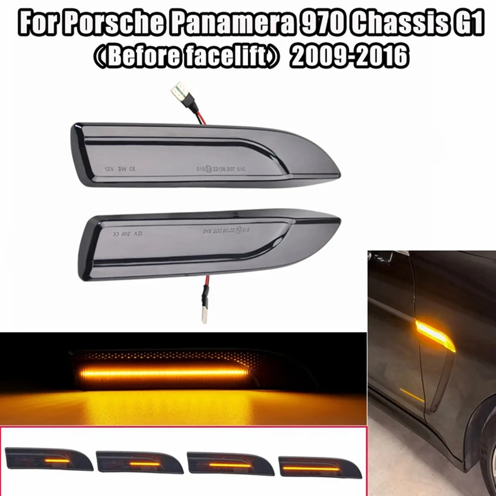 Luz LED de posición lateral, lámpara de guardabarros de flujo para chasis Porsche Panamera 970, intermitentes dinámicos G1 97063103302 97063103402