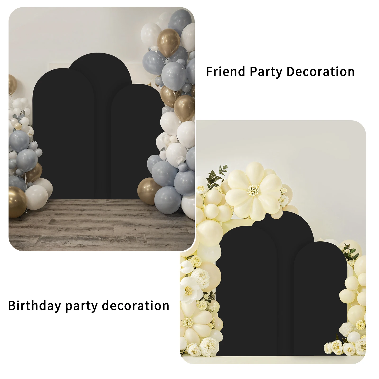 6ft 6.6ft 7.2ft Wedding Black Arch Cover 2 Sided Spandex Fitted Fabric Arch Backdrop for Birthday Party Wedding Arch Decoration.