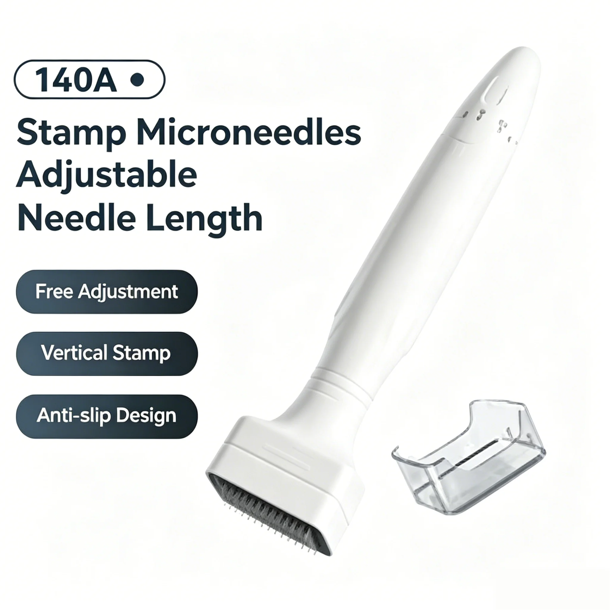 140A Adjustable Derma Stamp Microneedle 140 Titanium Pins Needles Derma Stamp Skin Care Home Use For Face Beauty Personal Care