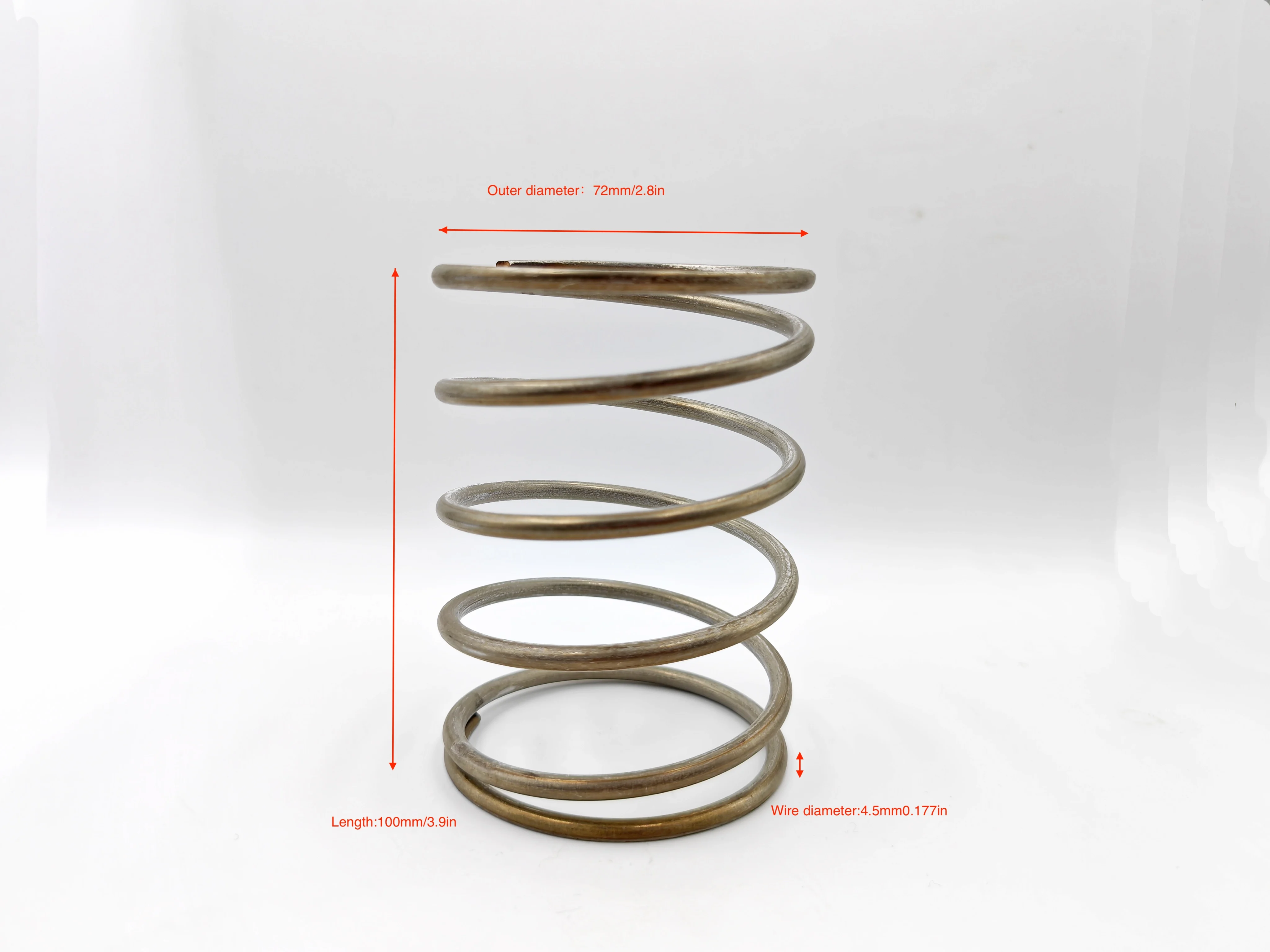 1PC Large OD Helical Spring/Stainless Steel Compression Spring Heavy Duty for Industrial Use 4.5mm*72mm*100mm