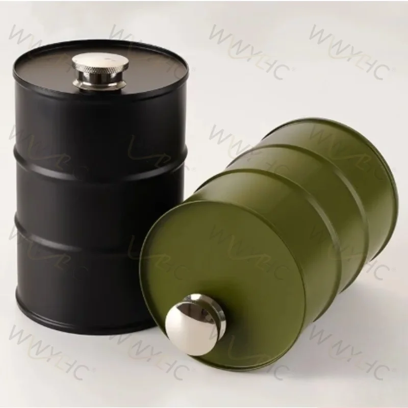 750ml Cylindrical Stainless Steel Portable Jug Suitable for Outdoor Car Personalized Wine Oil Barrel Storage Tools
