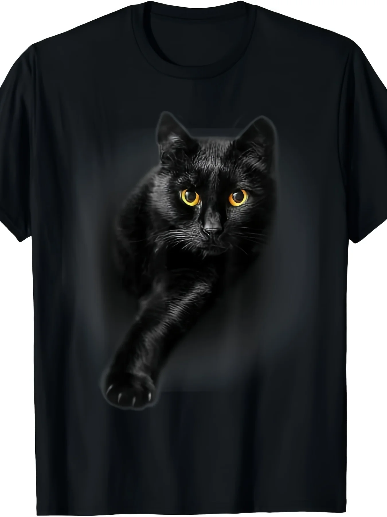 Black Cat Yellow Eyes T-Shirt Cats Tee Shirt Gifts T-Shirt Tshirt Same Style for Men And Women Moisture-Wicking Sports Shirt Comfortable for Casual Outings
