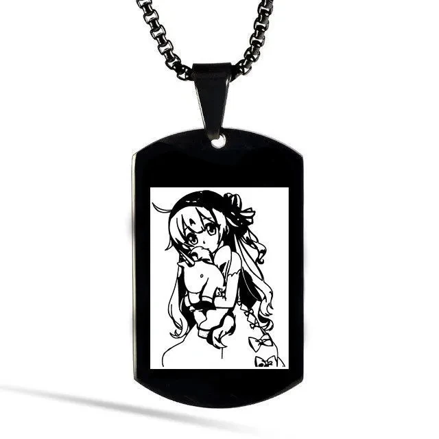 DATE A LIVE Necklace for Women Black Titanium Necklaces Man Trend Neck Japan Tokisaki Kurumi Pendant Fashion Couples Party Gift