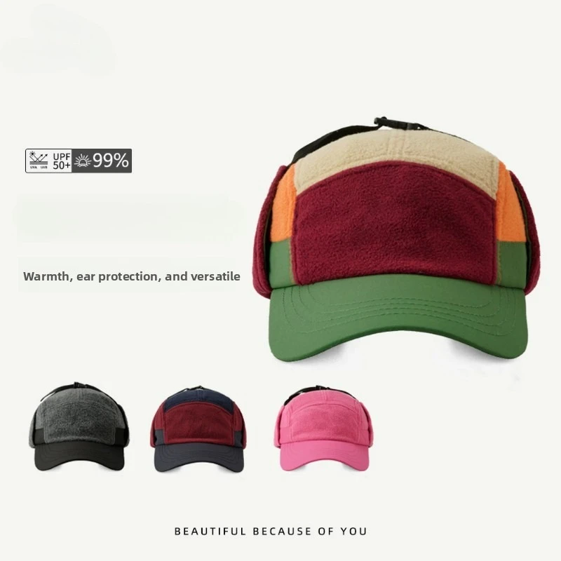 

Новые модные флисовые шапки-бомберы соответствующего цвета для мужчин и женщин, зимние уличные теплые универсальные 5-панельные кепки для пилотов в стиле ретро